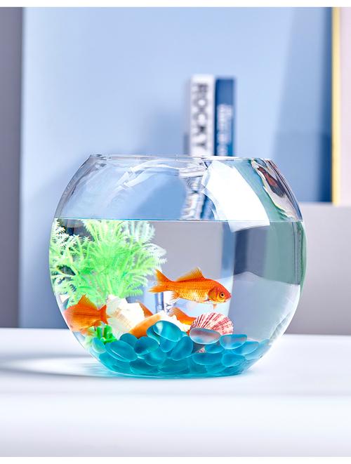 办公桌玻璃鱼缸金鱼缸水族箱客厅小型桌面乌龟缸透明圆形家用造景